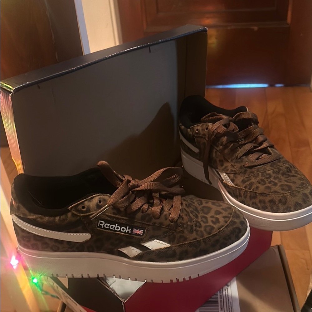 Reebok Club C Double Revenge Leopard Print Sneakers
